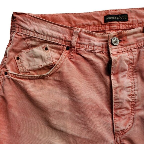 ANTONY MORATO Krop Loose Tapered Leg Pink Peach 100% Cotton Jeans US 32 - Picture 3 of 16